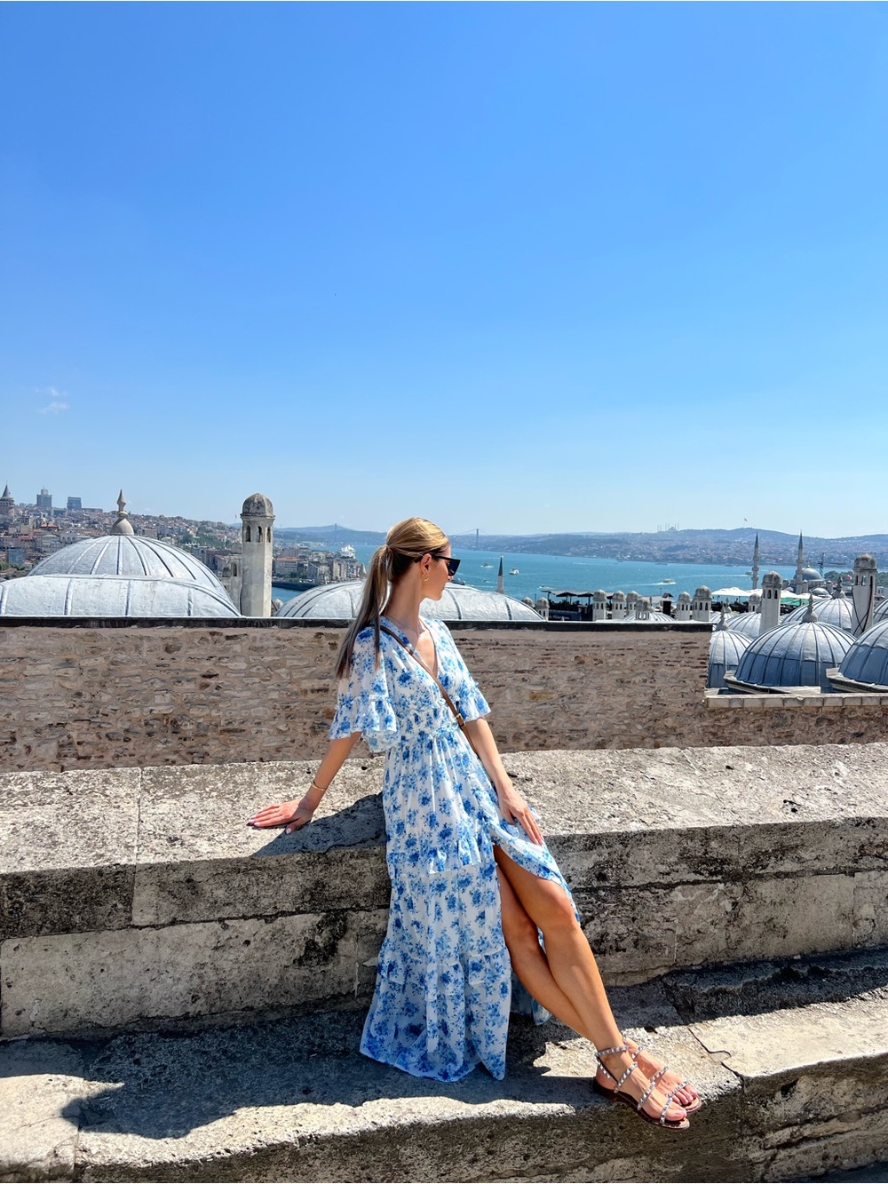 Blue Floral Wrap Maxi Dress - Lightweight Summer Dress